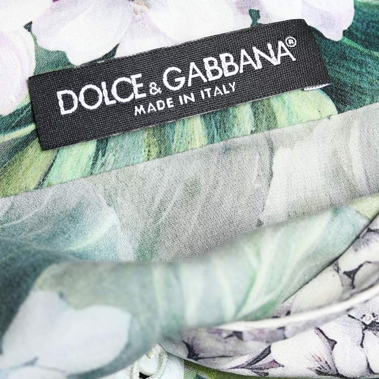 Pre Owned Dolce & Gabbana Green Floral Print Silk Lounge Top L