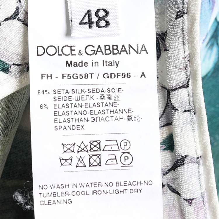 Pre Owned Dolce & Gabbana Green Floral Print Silk Lounge Top L