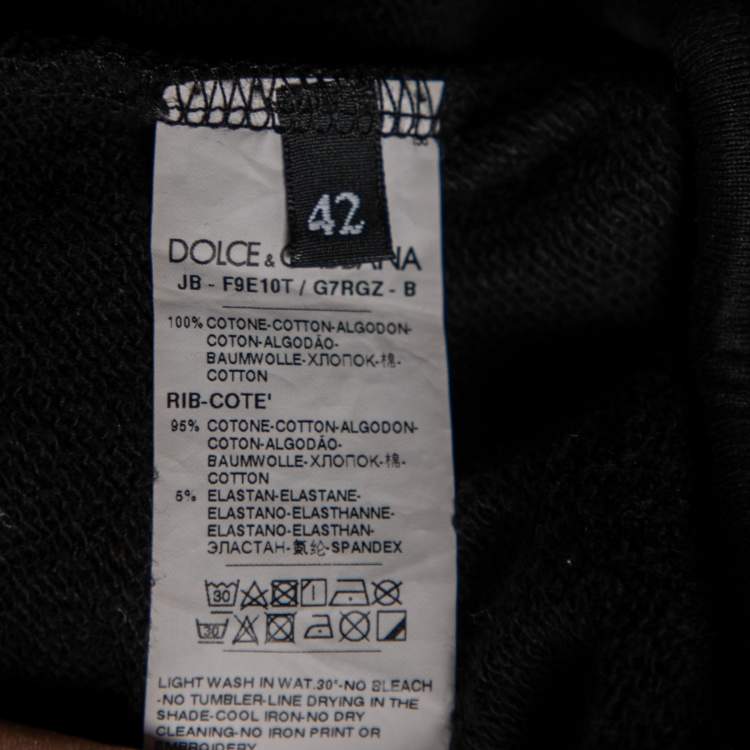 Pre Owned Dolce & Gabbana Black Cotton Love Heart Logo Printed Hoodie M