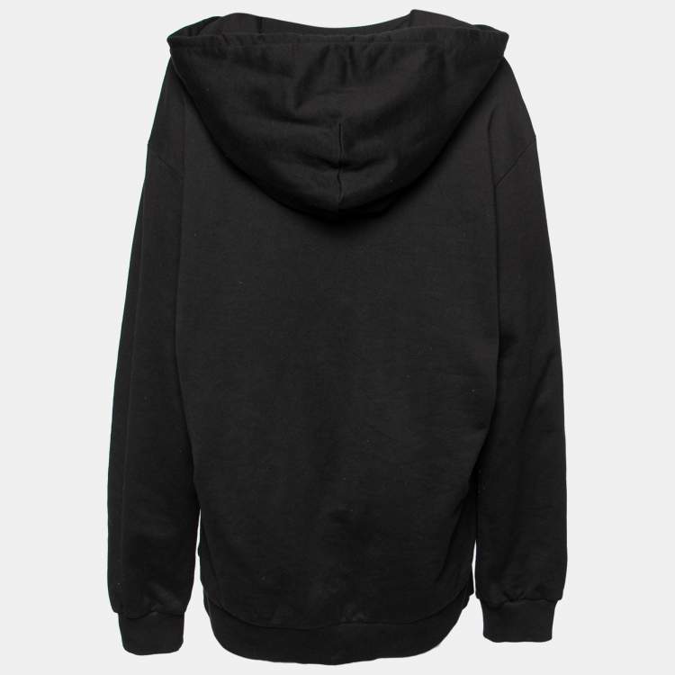 Pre Owned Dolce & Gabbana Black Cotton Love Heart Logo Printed Hoodie M