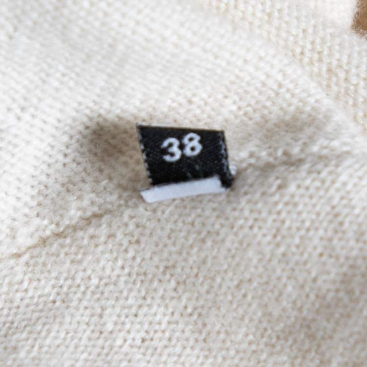 Pre Owned Dolce & Gabbana Cream Cashmere Inside Out Long Sleeve Sweater S