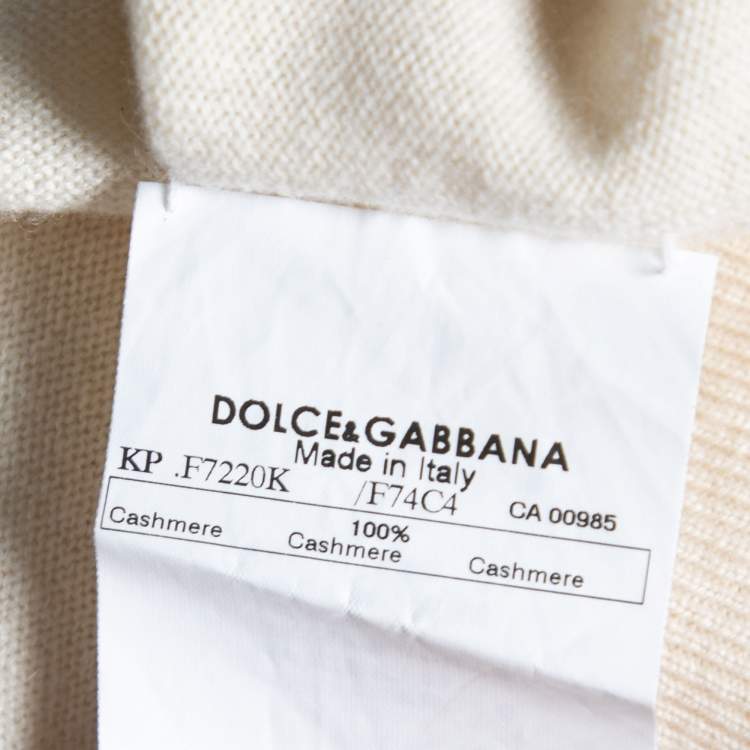Pre Owned Dolce & Gabbana Cream Cashmere Inside Out Long Sleeve Sweater S