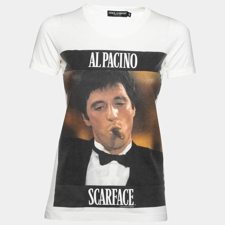 Dolce & Gabbana Ivory Al Pacino Scarface Printed Cotton Short Sleeve T ...