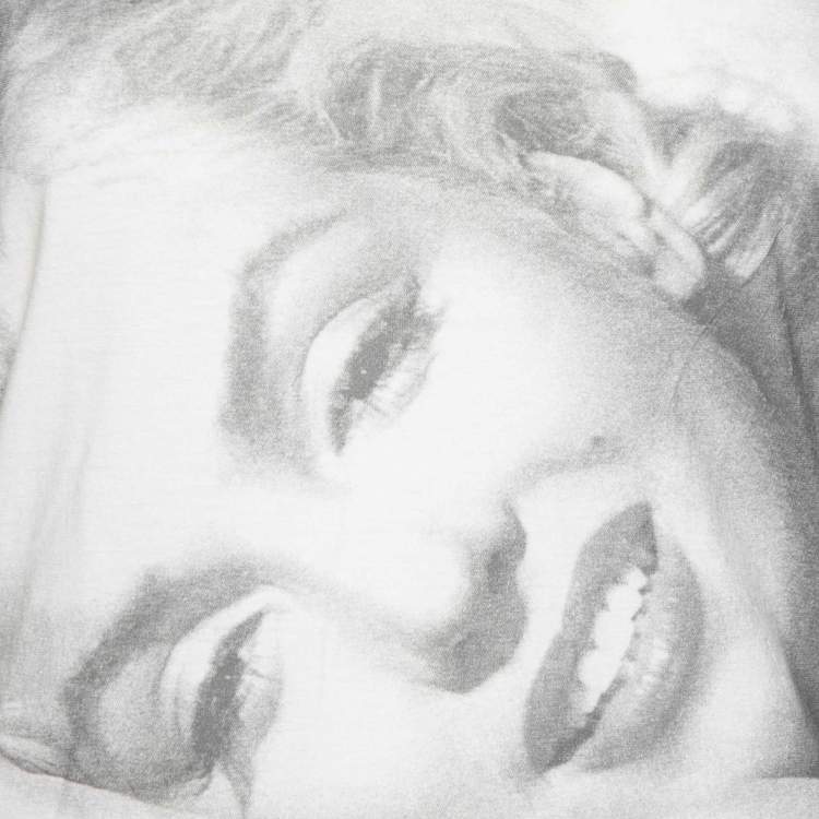Pre Owned Dolce & Gabbana Cream Marilyn Monroe Printed Cotton T-Shirt XS