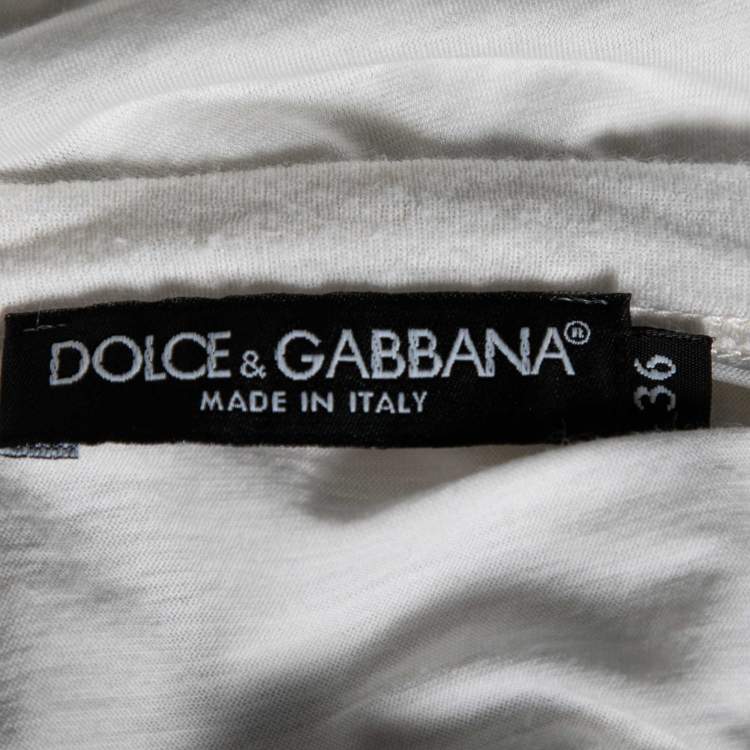 Pre Owned Dolce & Gabbana Cream Marilyn Monroe Printed Cotton T-Shirt XS