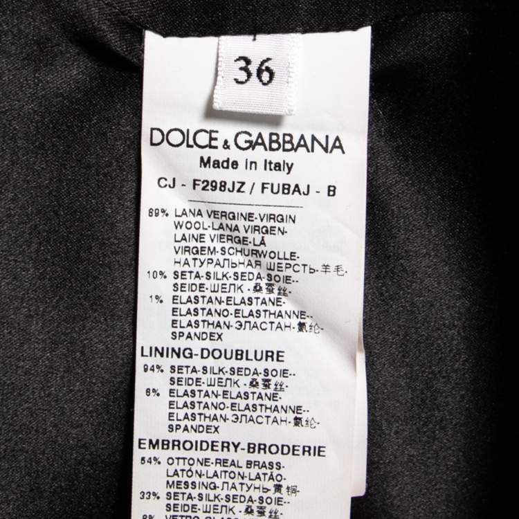 Pre Owned Dolce & Gabbana Black Wool Devotion Embroidered Blazer XS