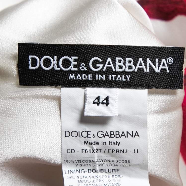 Pre Owned Dolce & Gabbana White Crepe Peony Printed Shift Dress M
