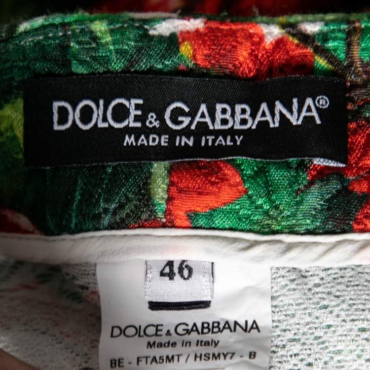 Pre Owned Dolce & Gabbana Red Geranium Printed Cotton Shorts L