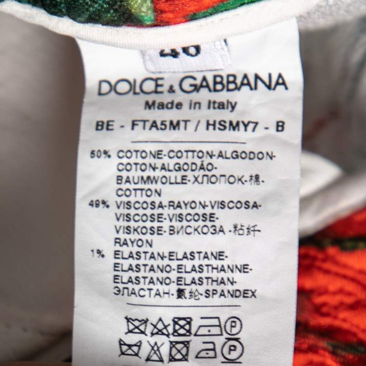 Pre Owned Dolce & Gabbana Red Geranium Printed Cotton Shorts L