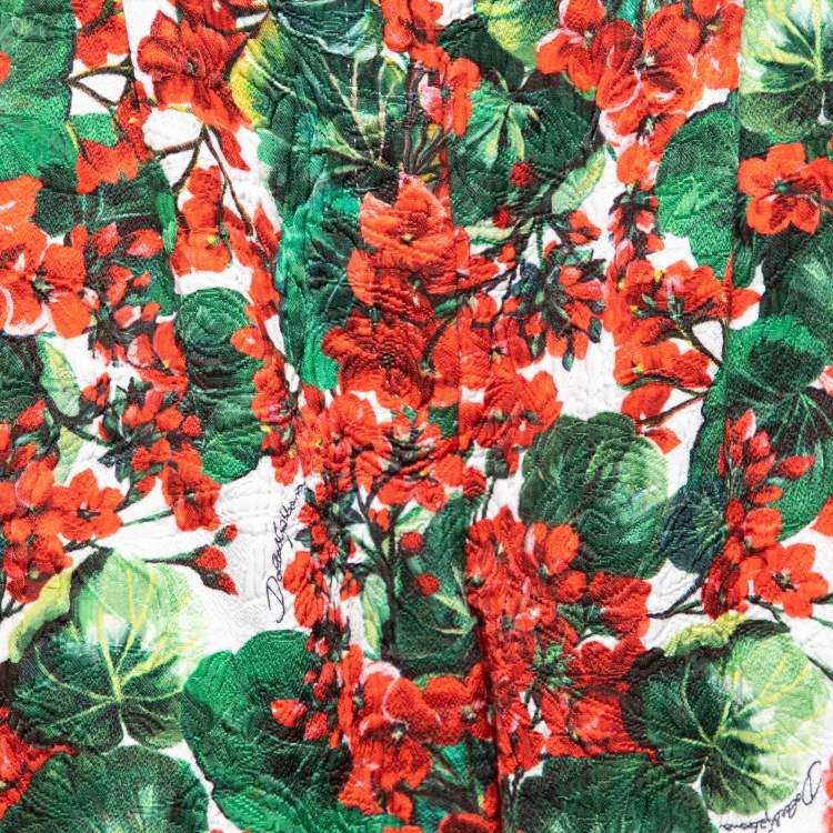 Pre Owned Dolce & Gabbana Red Geranium Printed Cotton Shorts L