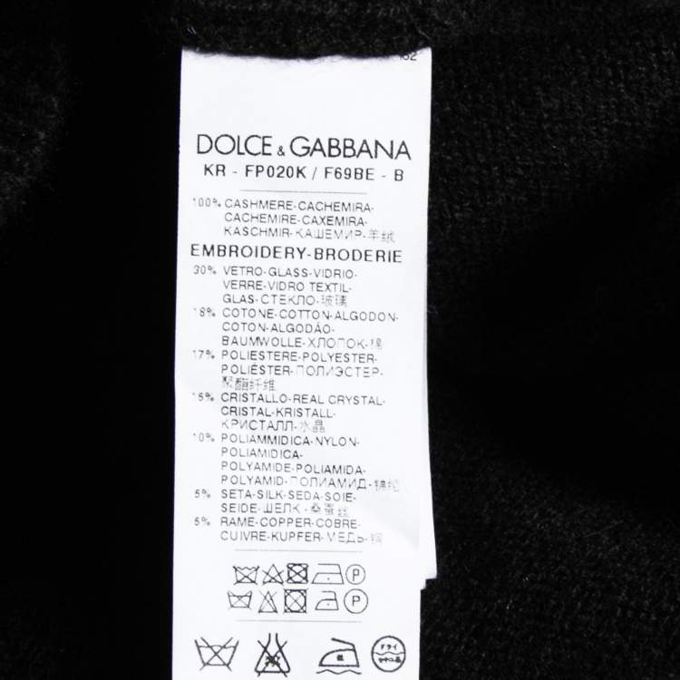 Pre Owned Dolce & Gabbana Black Knit Sequin and Beaded Embroidered Sweater M