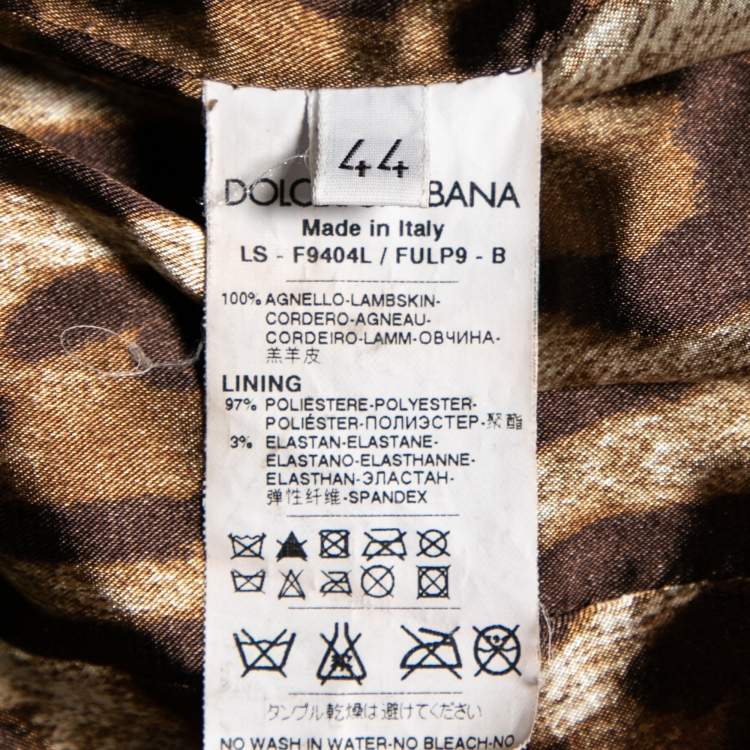 Pre Owned Dolce & Gabbana Camel Brown Leather Zip Front Jacket M