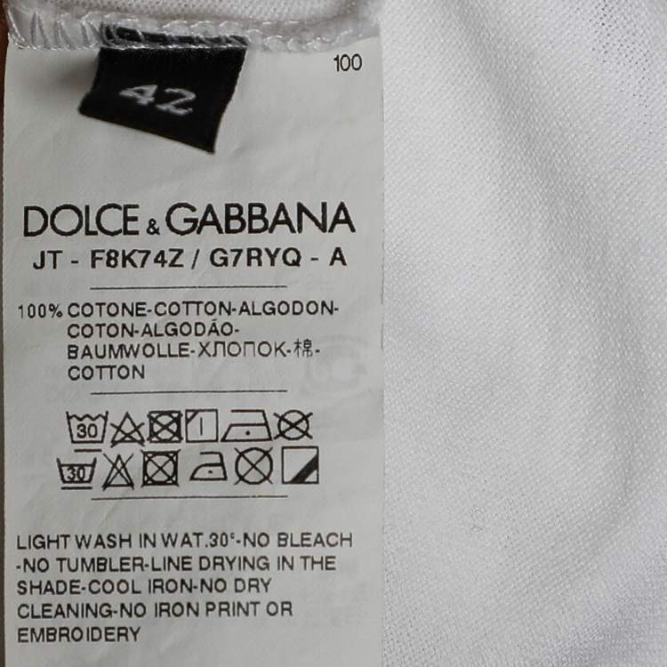 Pre Owned Dolce & Gabbana White Cotton Fashion Explosion Printed and Patched Crew Neck T-Shirt M