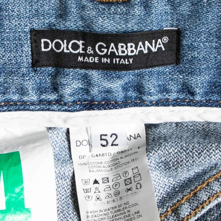 Pre Owned Dolce & Gabbana Blue Denim Distressed Jeans XL