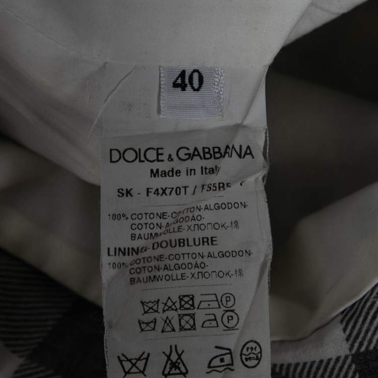 Pre Owned Dolce & Gabbana Black and White Checkered Ruffle Hem Skirt S