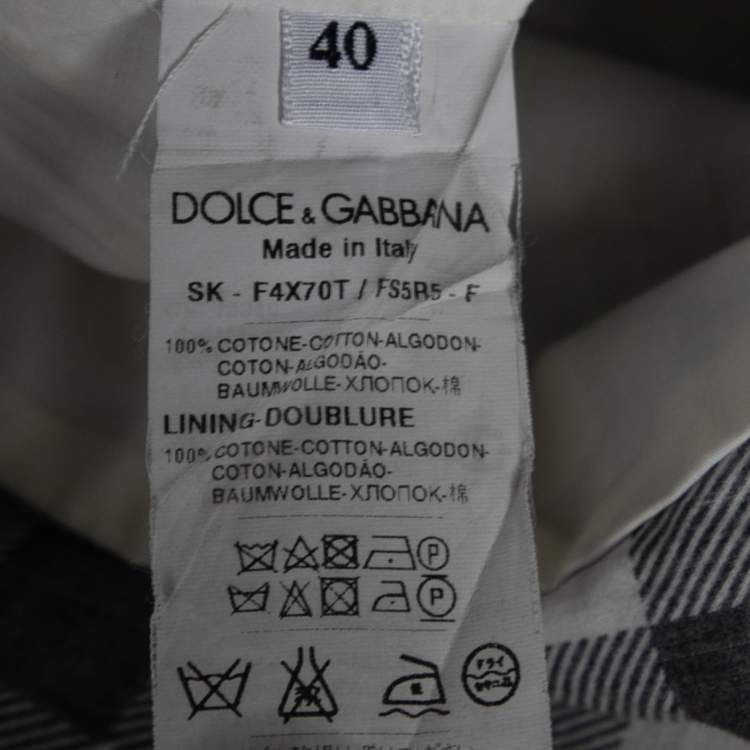 Pre Owned Dolce & Gabbana Black and White Checkered Ruffle Hem Skirt S