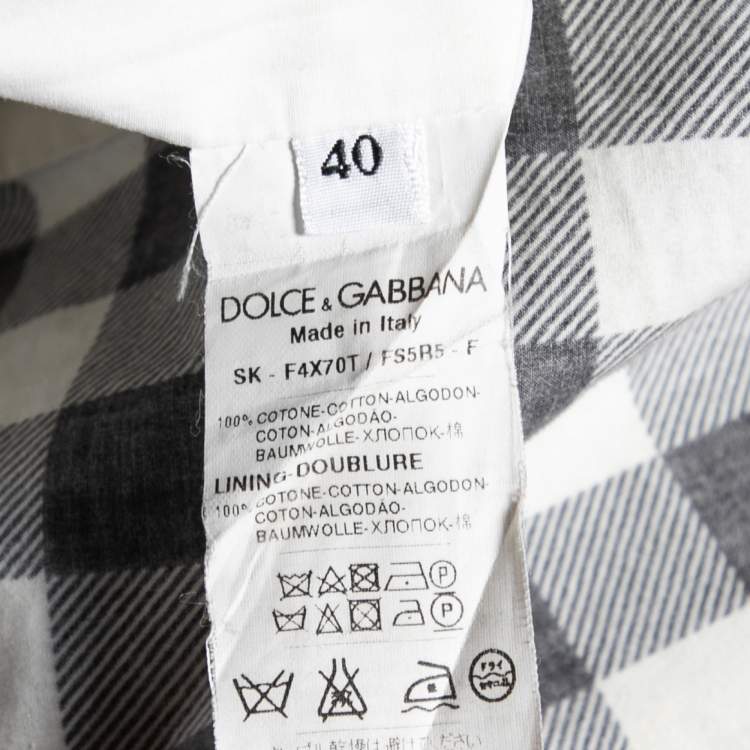 Pre Owned Dolce & Gabbana Black and White Checkered Ruffle Hem Skirt S