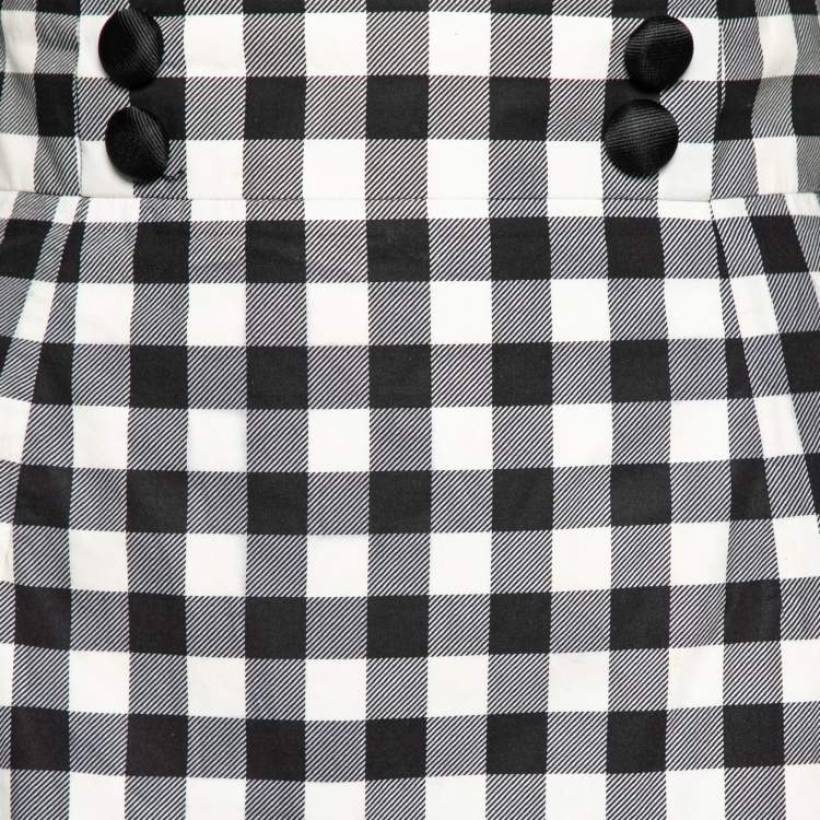 Pre Owned Dolce & Gabbana Black and White Checkered Ruffle Hem Skirt S