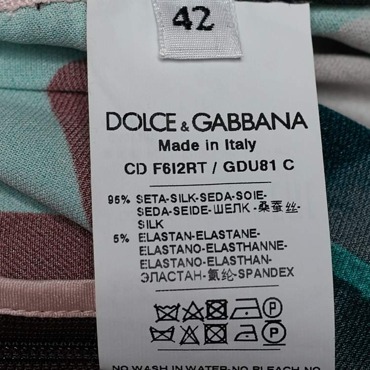 Pre Owned Dolce & Gabbana Tropical Jungle Printed Silk One Shoulder Knot Tie Dress M