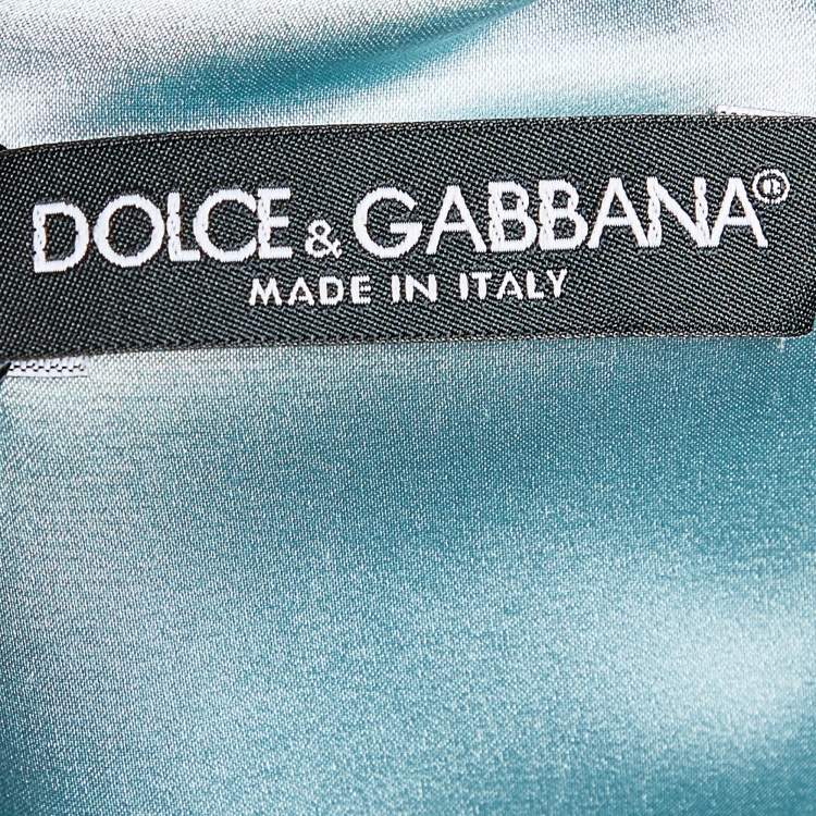 Pre Owned Dolce & Gabbana Blue Crepe V-Neck Shift Dress M