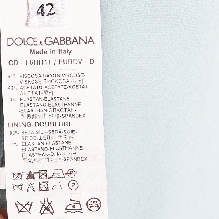Pre Owned Dolce & Gabbana Blue Crepe V-Neck Shift Dress M
