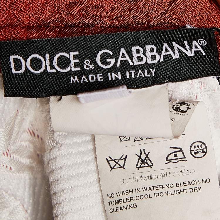 مملوكة مسبقًا Dolce & Gabbana Maroon Key & Floral Printed Jacquard Blouse S 