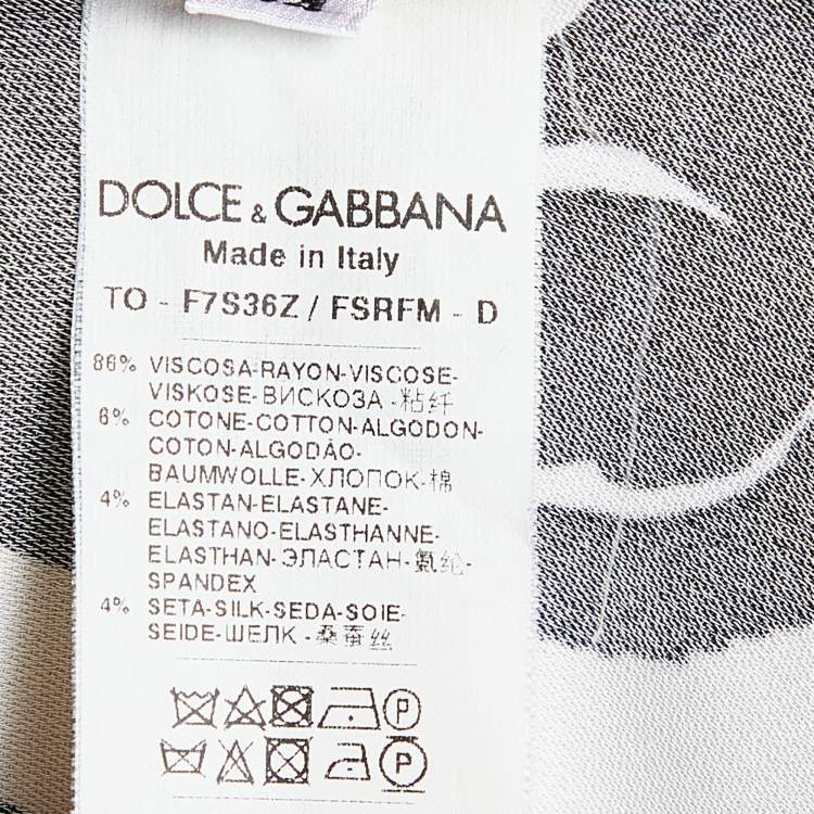 Pre Owned Dolce & Gabbana White Rose Print Heart Embroidered Top M