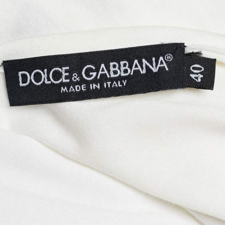 Pre Owned Dolce & Gabbana White Cotton Monica Bellucci Printed Cotton T-Shirt S
