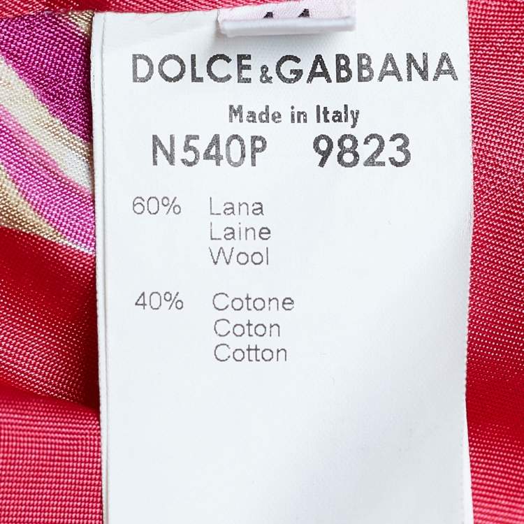 Pre Owned Dolce & Gabbana Vintage Red Tweed Denim Jacket and Jeans Set M