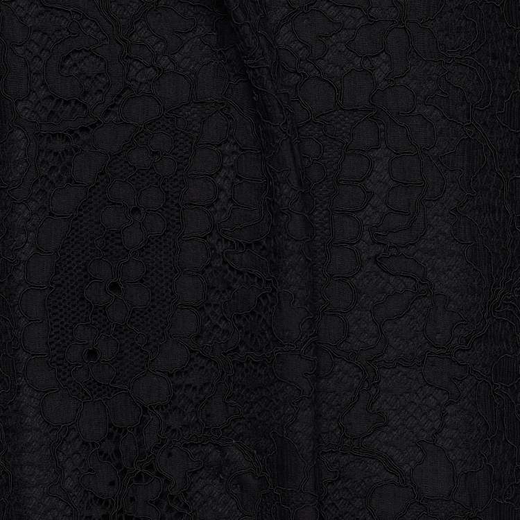 Pre Owned Dolce & Gabbana Black Wool & Lace Overlay Single Breasted Coat L