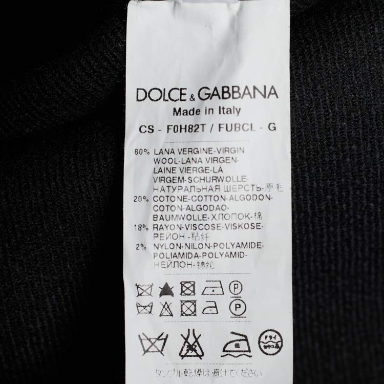 Pre Owned Dolce & Gabbana Black Wool & Lace Overlay Single Breasted Coat L