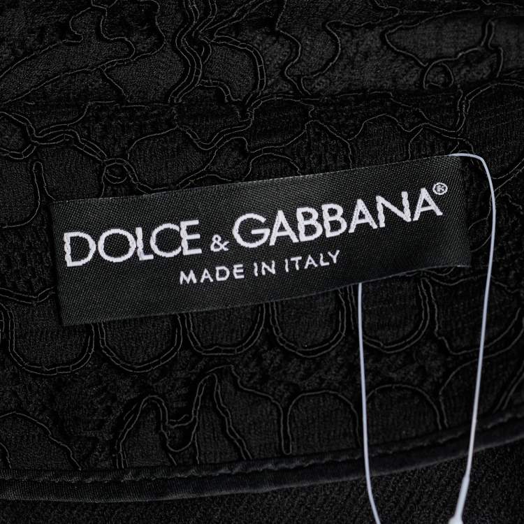 Pre Owned Dolce & Gabbana Black Wool & Lace Overlay Single Breasted Coat L