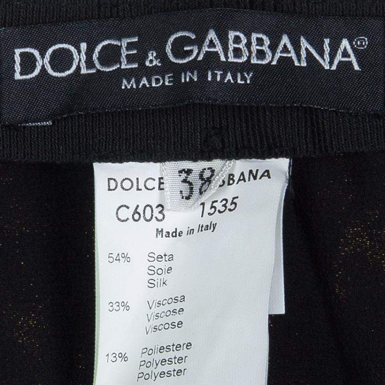 Pre Owned Dolce & Gabbana Dark Brown Brocade Silk Trousers S