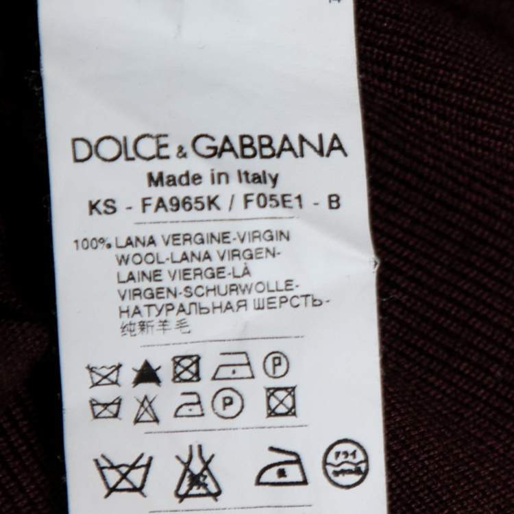 Pre Owned Dolce & Gabbana Burgundy Wool Lace Detail Sleeveless Top M