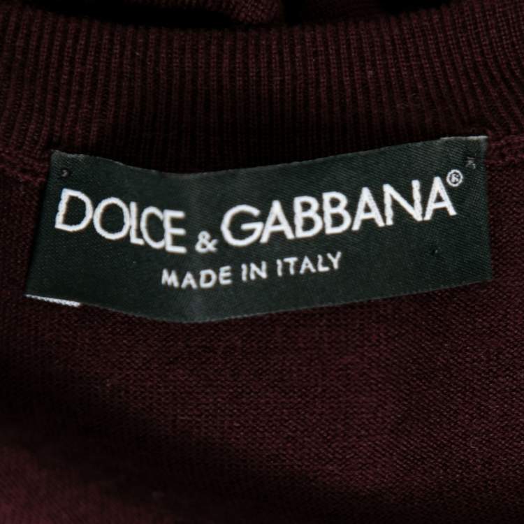 Pre Owned Dolce & Gabbana Burgundy Wool Lace Detail Sleeveless Top M