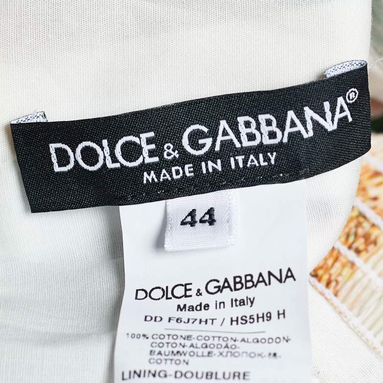 Pre Owned Dolce & Gabbana Multicolor Floral Printed Cotton V-Neck Dress M
