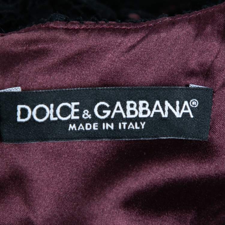 Pre Owned Dolce & Gabbana Black Guipure Lace Short Sleeve Shift Dress M