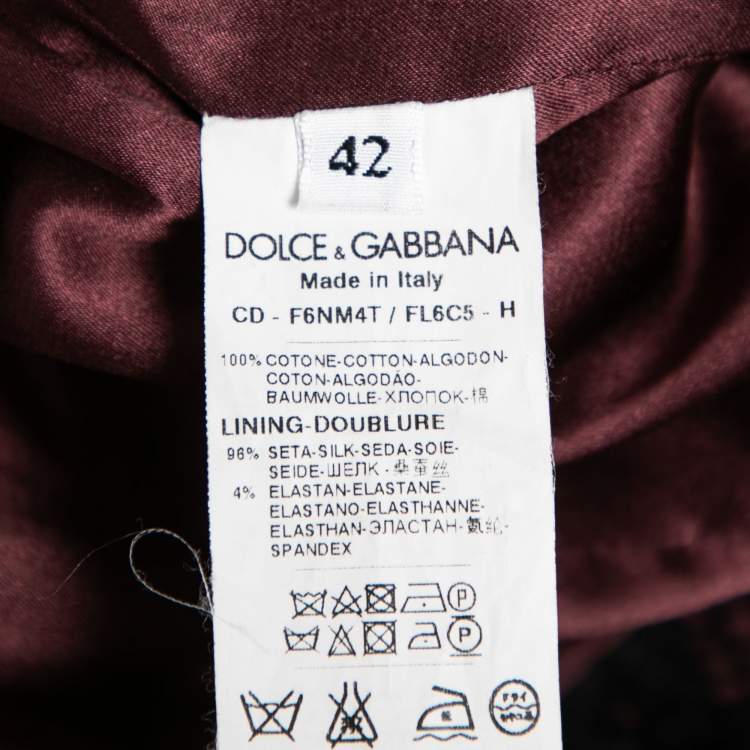 Pre Owned Dolce & Gabbana Black Guipure Lace Short Sleeve Shift Dress M