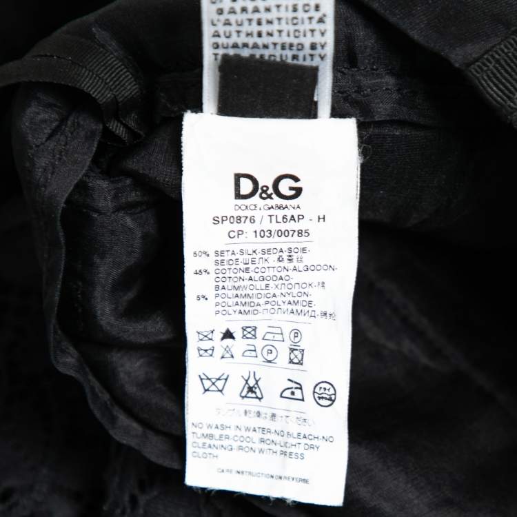 Pre Owned Dolce & Gabbana Black Lace & Silk Tapered Pants M