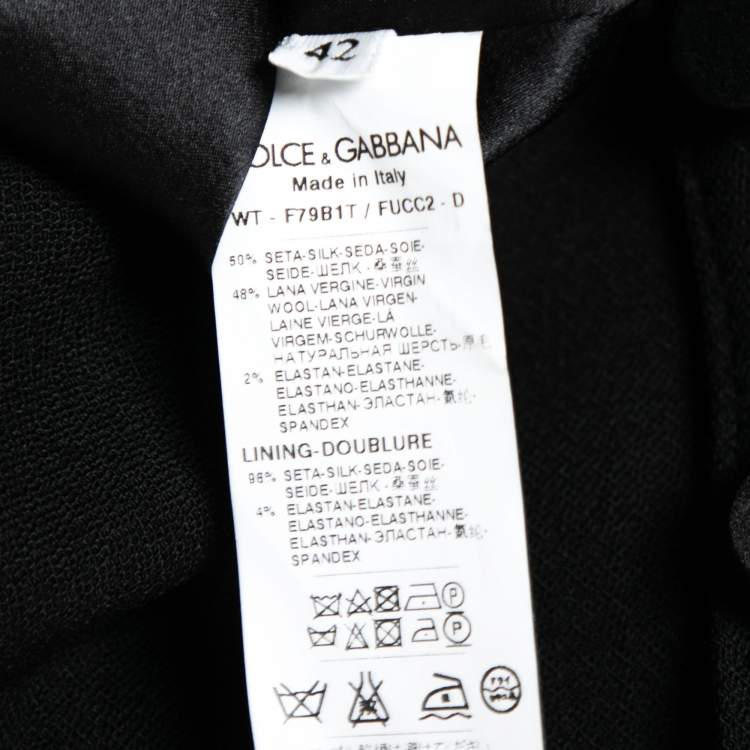 Pre Owned Dolce & Gabbana Black Wool & Silk Satin Button Front Waistcoat M