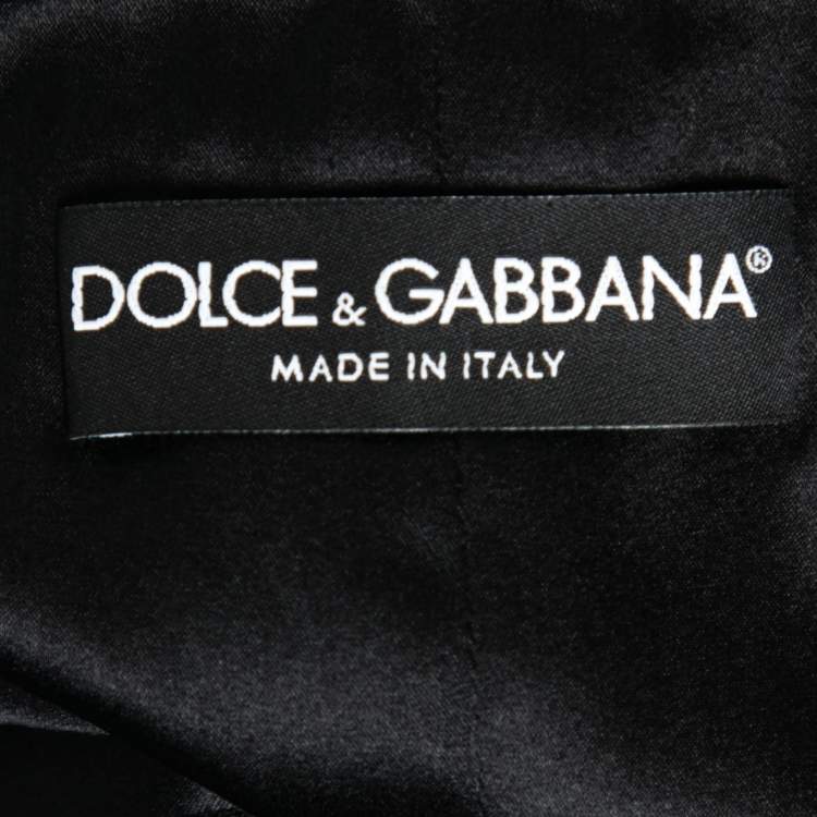 Pre Owned Dolce & Gabbana Black Wool & Silk Satin Button Front Waistcoat M