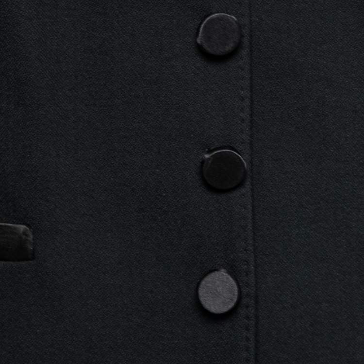 Pre Owned Dolce & Gabbana Black Wool & Silk Satin Button Front Waistcoat M