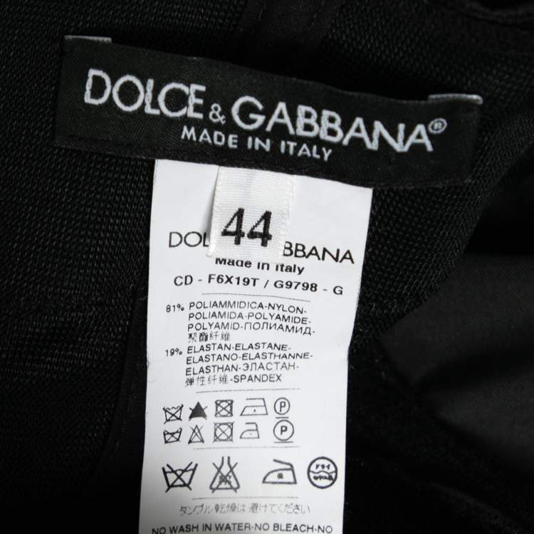 Pre Owned Dolce & Gabbana Black Synthetic & Lace Sleeveless Bodycon Dress M