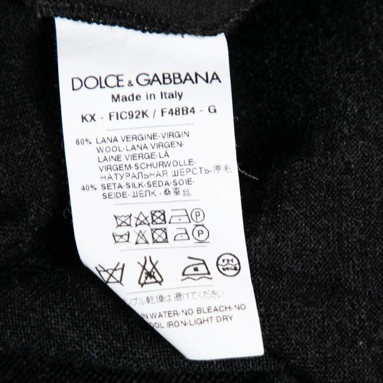 Pre Owned Dolce & Gabbana Black Floral Printed Silk & Wool Ruched Cardigan M
