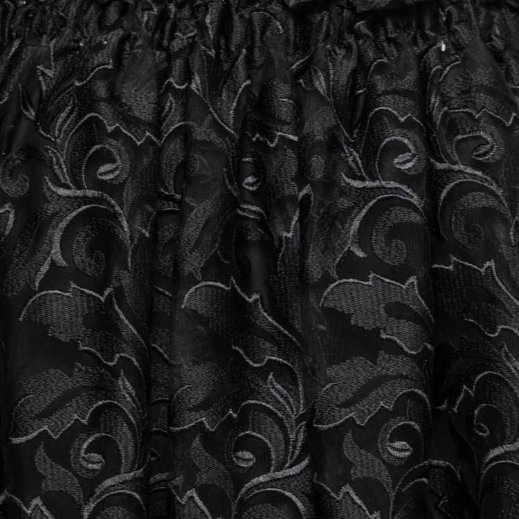 مملوكة مسبقًا Dolce & Gabbana Black Embroidered Tulle Ruffled Sleeveless Dress S