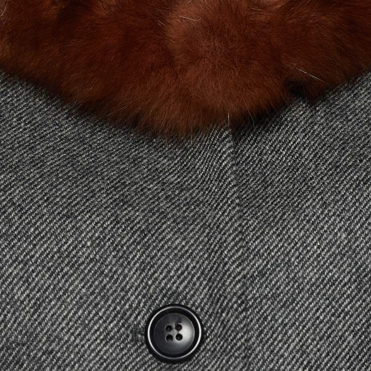 Pre Owned Dolce & Gabbana Vintage Grey Wool Blend Skirt Suit M