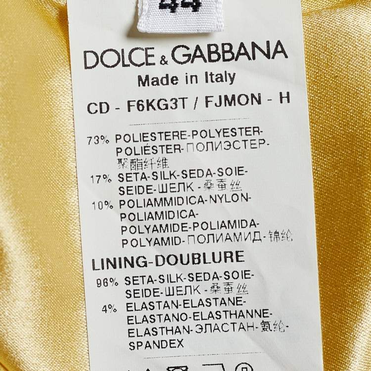 Pre Owned Dolce & Gabbana Pale Yellow Floral Jacquard Mini Dress M