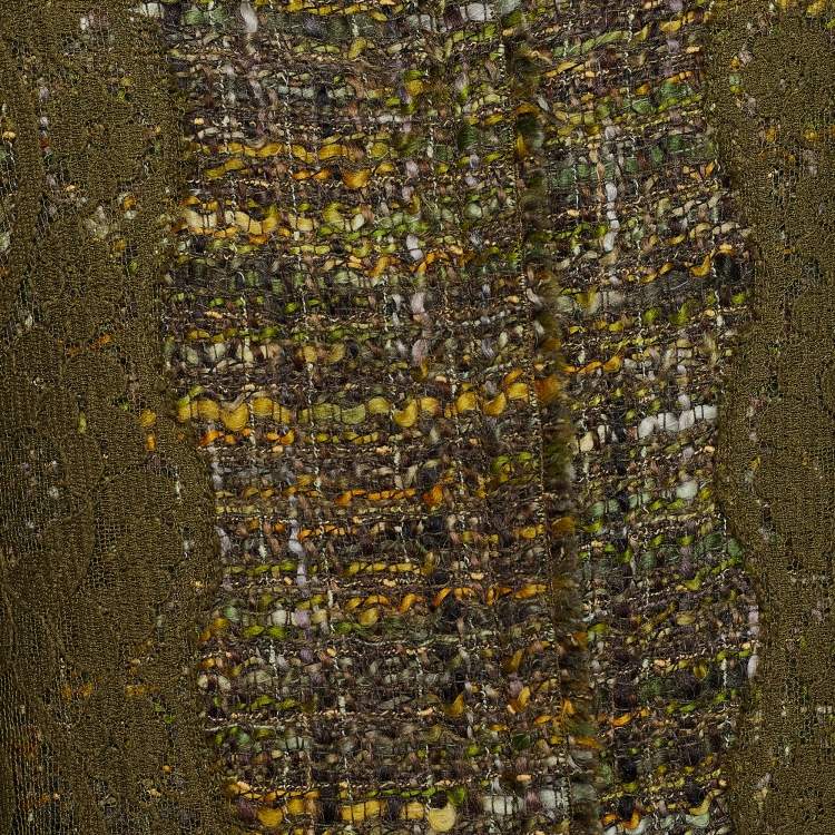 Pre Owned Dolce & Gabbana Green Tweed Lace Applique Coat M