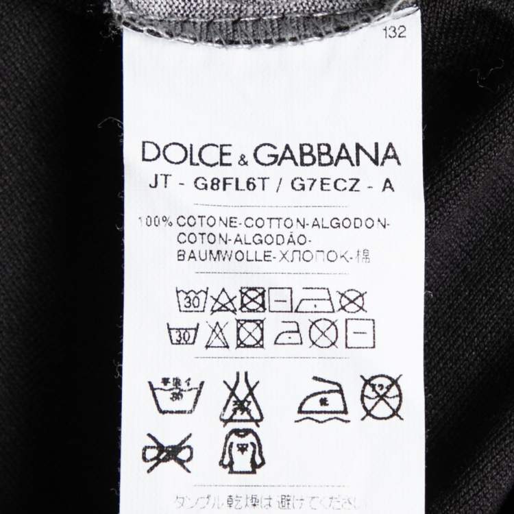 مملوكة مسبقًا Dolce & Gabbana Black Cotton 1 Printed Crew Neck Top L