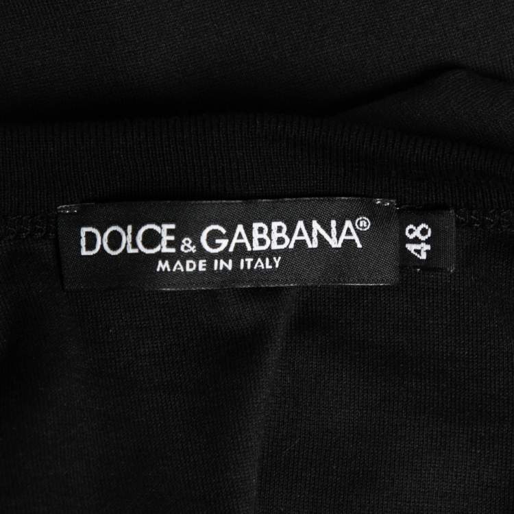 مملوكة مسبقًا Dolce & Gabbana Black Cotton 1 Printed Crew Neck Top L